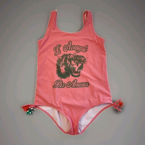GucciDesigner Preppy Pink Swimsuit with Tiger Print for Girls - Size: 10yrs